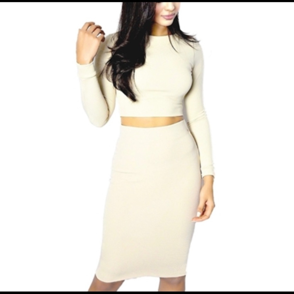 Cropped top and pencil skirt matching set new
